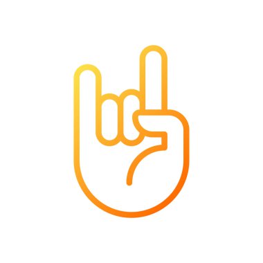 Horn gesture pixel perfect gradient linear vector icon. Punk subculture symbol. Expression. Body language. Thin line color symbol. Modern style pictogram. Vector isolated outline drawing