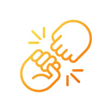 Fist bump pixel perfect gradient linear vector icon. Funny greeting gesture. Communication. Body language. Thin line color symbol. Modern style pictogram. Vector isolated outline drawing