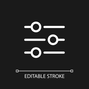 Adjustments pixel perfect white linear ui icon for dark theme. Photo and video editing. Vector line pictogram. Isolated user interface symbol for night mode. Editable stroke. Arial font used