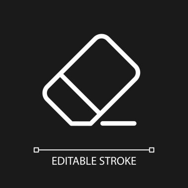 Eraser pixel perfect white linear ui icon for dark theme. Remove image part. Picture and video. Vector line pictogram. Isolated user interface symbol for night mode. Editable stroke. Arial font used
