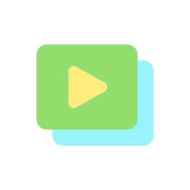 Set of video files flat color ui icon. Digital video gallery. Collection of media content. Multimedia. Simple filled element for mobile app. Colorful solid pictogram. Vector isolated RGB illustration