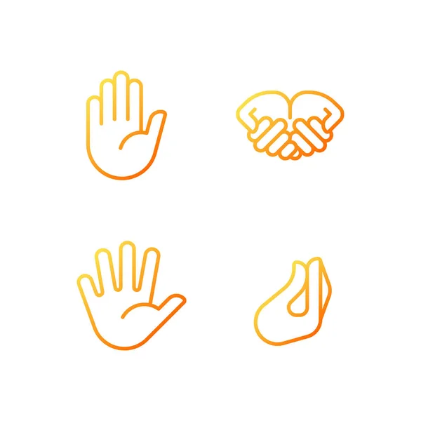 Conveying Information Gestures Pixel Perfect Gradient Linear Vector Icons Set — Image vectorielle