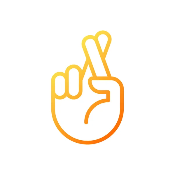 Crossed Fingers Pixel Perfect Gradient Linear Vector Icon Wishing Hope — Wektor stockowy
