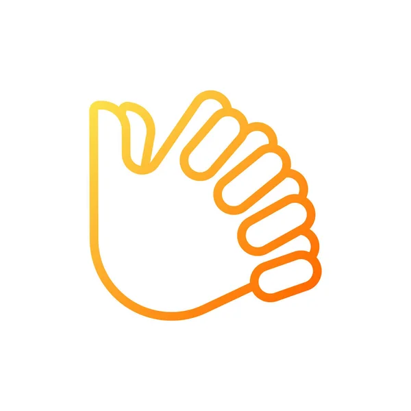 Clasped Hands Pixel Perfect Gradient Linear Vector Icon Crossed Fingers — Vettoriale Stock