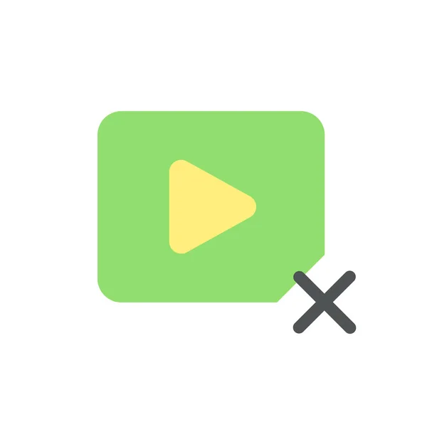 Delete Video Flat Color Icon Cancel Playing Remove Visual Content — Vector de stock
