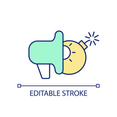 Shockvertising RGB color icon. Attracting audience attention. Shock content in advertisement. Isolated vector illustration. Simple filled line drawing. Editable stroke. Arial font used