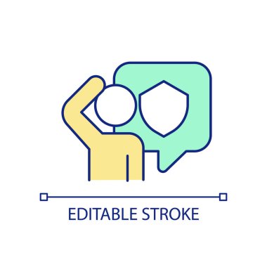 Consumer rights protection RGB color icon. Educating customers about safe shopping. safeguarding buyers. Isolated vector illustration. Simple filled line drawing. Editable stroke. Arial font used