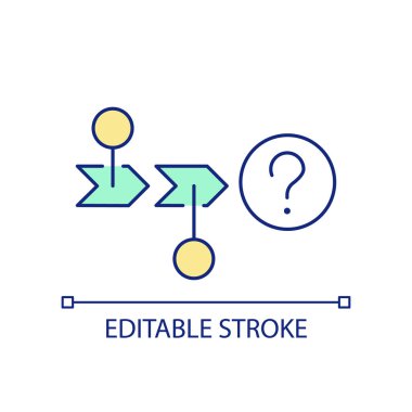 Journey map with unknown goal RGB color icon. Customer experience. Phases of scenario. Visual representation. Isolated vector illustration. Simple filled line drawing. Editable stroke. Arial font used