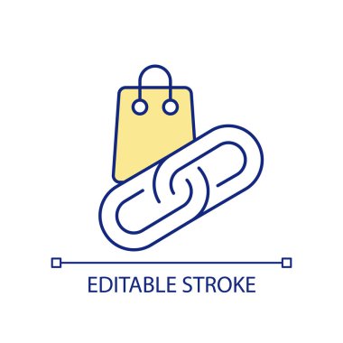 Sharing ecommerce purchase on social media RGB color icon. User-generated content. Building brand awareness. Isolated vector illustration. Simple filled line drawing. Editable stroke. Arial font used