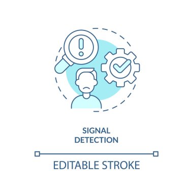 Signal detection turquoise concept icon. Model for crisis management steps abstract idea thin line illustration. Isolated outline drawing. Editable stroke. Arial, Myriad Pro-Bold fonts used