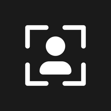 Profile image dark mode glyph ui icon. Simple filled line element. User interface design. White silhouette symbol on black space. Solid pictogram for web, mobile. Vector isolated illustration