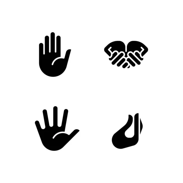 Conveying Information Gestures Black Glyph Icons Set White Space Communication — Stockvektor