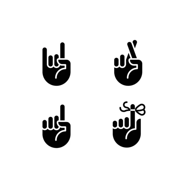 Informative Hand Gestures Black Glyph Icons Set White Space Non — Stock Vector