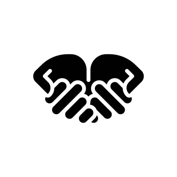 Begging Hands Black Glyph Icon Asking Help Body Language Expression — Vettoriale Stock