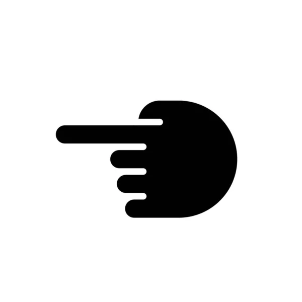 Hand Pointing Aside Black Glyph Icon Index Finger Showing Direction — 스톡 벡터