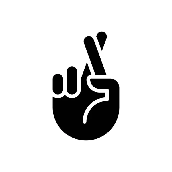 Crossed Fingers Black Glyph Icon Wishing Hope Secret Traditional Hand — 스톡 벡터