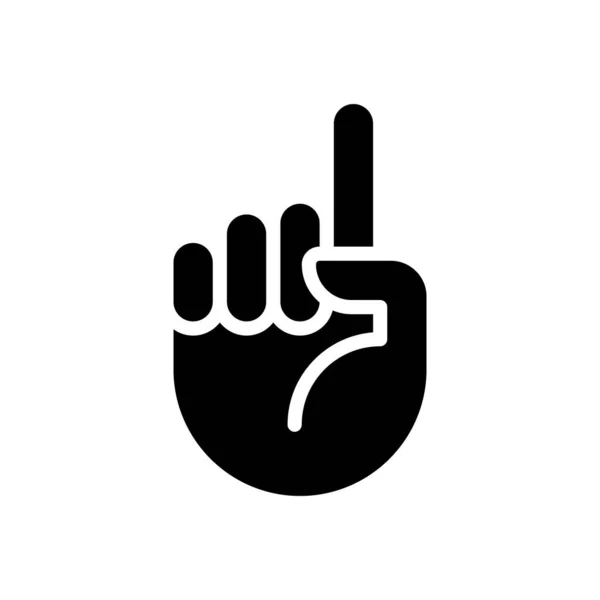 Attention Sign Black Glyph Icon Raised Index Finger Informative Hand — Wektor stockowy