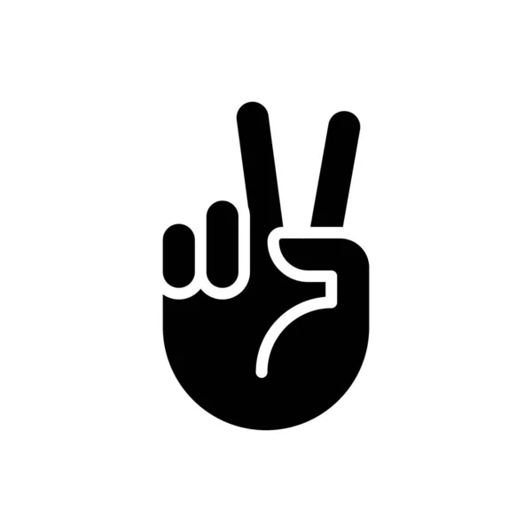 Peace Sign Black Glyph Icon Pacifistic Hand Gesture Positive Wish — Stockvector