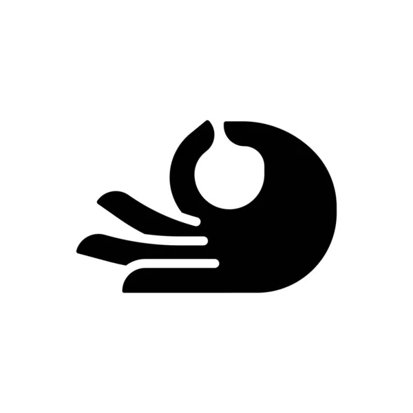 Meditation Mudra Black Glyph Icon Touching Thumb Index Fingers Italian — Image vectorielle