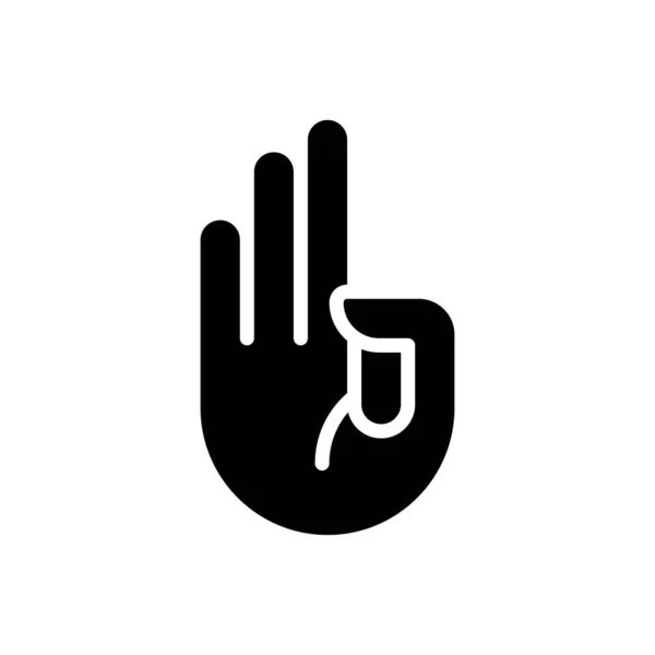 Counting Fingers Black Glyph Icon Mathematical Lesson Learning Hand Gesture — Stockový vektor