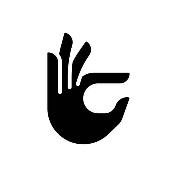 Fingers Holding Small Item Black Glyph Icon Demonstration Hand Gesture — Wektor stockowy
