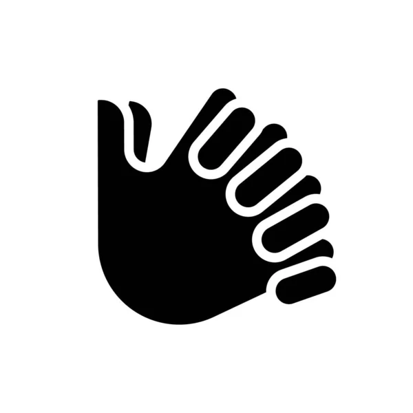 Clasped Hands Black Glyph Icon Crossed Fingers Body Language Signal — Vettoriale Stock