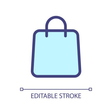 Shopping bag pixel perfect RGB color ui icon. Online marketplace. Apparel shop. Simple filled line element. GUI, UX design for mobile app. Vector isolated pictogram. Editable stroke. Arial font used
