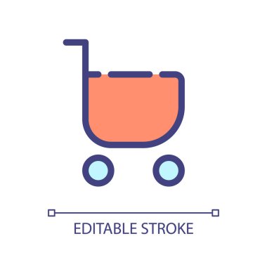 Remove item from shopping cart pixel perfect RGB color ui icon. Delete purchase. Simple filled line element. GUI, UX design for mobile app. Vector isolated pictogram. Editable stroke. Arial font used