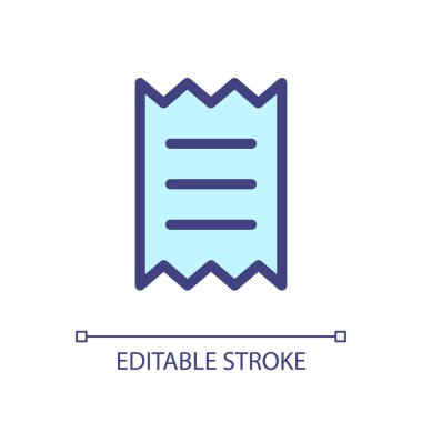 Get receipt for purchase pixel perfect RGB color ui icon. Payment information. Simple filled line element. GUI, UX design for mobile app. Vector isolated pictogram. Editable stroke. Arial font used