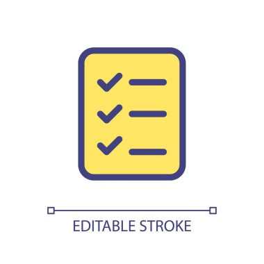 Shopping list pixel perfect RGB color ui icon. Remembering items to shop. Simple filled line element. GUI, UX design for mobile app. Vector isolated pictogram. Editable stroke. Arial font used