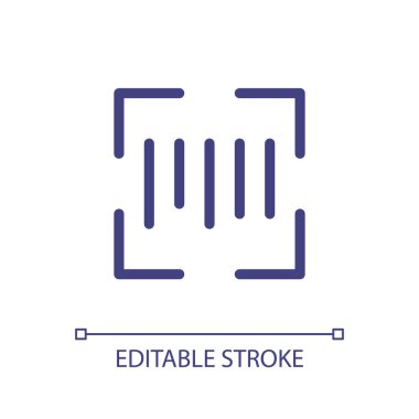 Scanning barcode pixel perfect RGB color ui icon. Inventory management. Simple filled line element. GUI, UX design for mobile app. Vector isolated pictogram. Editable stroke. Arial font used