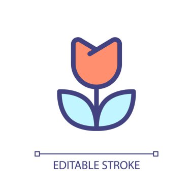 Flower pixel perfect RGB color ui icon. Floral shop. Retail florist. Simple filled line element. GUI, UX design for mobile app. Vector isolated pictogram. Editable stroke. Arial font used