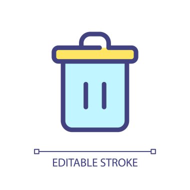 Trash can pixel perfect RGB color ui icon. Recycle bin. Garbage container. Simple filled line element. GUI, UX design for mobile app. Vector isolated pictogram. Editable stroke. Arial font used