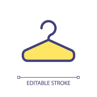 Hanger pixel perfect RGB color ui icon. Keep clothes neat. Boutique inventory. Simple filled line element. GUI, UX design for mobile app. Vector isolated pictogram. Editable stroke. Arial font used