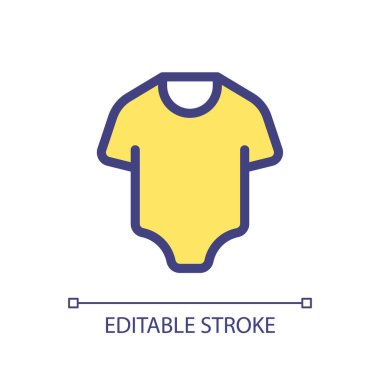 Baby bodysuit pixel perfect RGB color ui icon. Sleepwear for kid. Infant clothes. Simple filled line element. GUI, UX design for mobile app. Vector isolated pictogram. Editable stroke. Arial font used