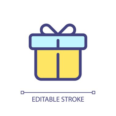 Free gift with purchase pixel perfect RGB color ui icon. Automatic discount. Simple filled line element. GUI, UX design for mobile app. Vector isolated pictogram. Editable stroke. Arial font used
