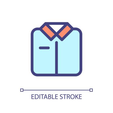 Folded shirt pixel perfect RGB color ui icon. Work uniform. Pajamas store. Simple filled line element. GUI, UX design for mobile app. Vector isolated pictogram. Editable stroke. Arial font used