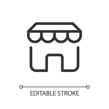 Online marketplace pixel perfect linear ui icon. Ecommerce site. Digital commerce. GUI, UX design. Outline isolated user interface element for app and web. Editable stroke. Arial font used