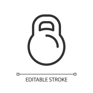 Kettlebell pixel perfect linear ui icon. Sports gear store. E commerce. Sporting equipment. GUI, UX design. Outline isolated user interface element for app and web. Editable stroke. Arial font used