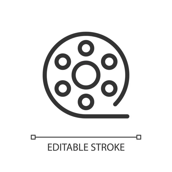 Film Reel Pixel Perfect Linear Icon Motion Pictures Recorded Strip — Vector de stock