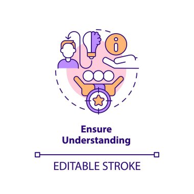 Ensure understanding concept icon. Employee awareness. Crisis management team abstract idea thin line illustration. Isolated outline drawing. Editable stroke. Arial, Myriad Pro-Bold fonts used