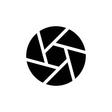 Camera diaphragm black glyph ui icon. Mechanism. Simple filled line element. User interface design. Silhouette symbol on white space. Solid pictogram for web, mobile. Isolated vector illustration
