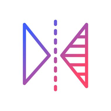 Vertical reflection pixel perfect gradient linear ui icon. Invert picture. Photography editor. Line color user interface symbol. Modern style pictogram. Vector isolated outline illustration