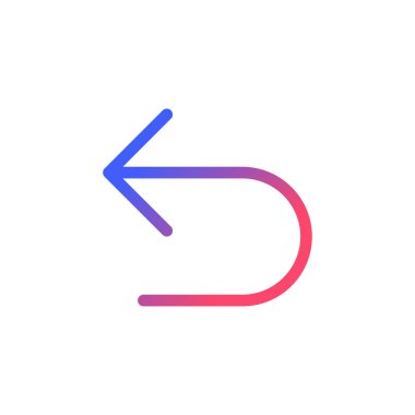 Undo pixel perfect gradient linear ui icon. Digital program navigation. Move to previous step. Pointer. Line color user interface symbol. Modern style pictogram. Vector isolated outline illustration