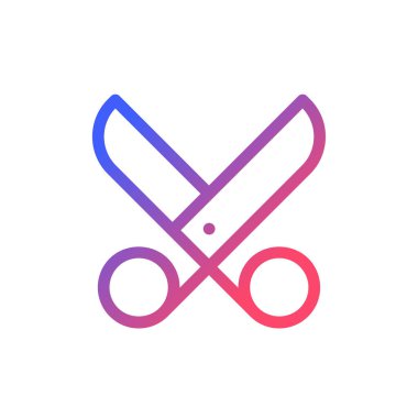 Scissors pixel perfect gradient linear ui icon. Cut footage. Film production. Video editor instrument. Line color user interface symbol. Modern style pictogram. Vector isolated outline illustration