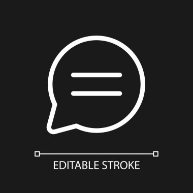 Buyer-to-seller chat pixel perfect white linear ui icon for dark theme. Real-time communication. Vector line pictogram. Isolated user interface symbol for night mode. Editable stroke. Arial font used