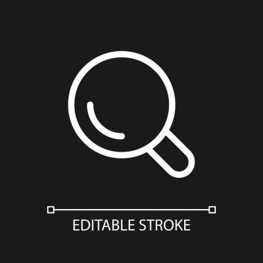 On-site search pixel perfect white linear ui icon for dark theme. Navigation menu. E-commerce. Vector line pictogram. Isolated user interface symbol for night mode. Editable stroke. Arial font used