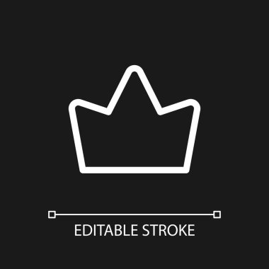 Crown pixel perfect white linear ui icon for dark theme. Trusted seller. Top ecommerce store. Vector line pictogram. Isolated user interface symbol for night mode. Editable stroke. Arial font used