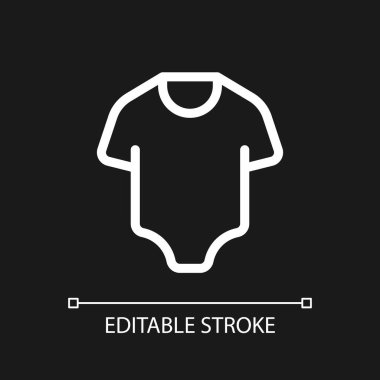 Baby bodysuit pixel perfect white linear ui icon for dark theme. Sleepwear. Infant clothes. Vector line pictogram. Isolated user interface symbol for night mode. Editable stroke. Arial font used