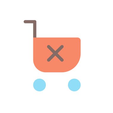 Clear shopping cart flat color ui icon. Removing products. Navigation menu. Online marketplace. Simple filled element for mobile app. Colorful solid pictogram. Vector isolated RGB illustration